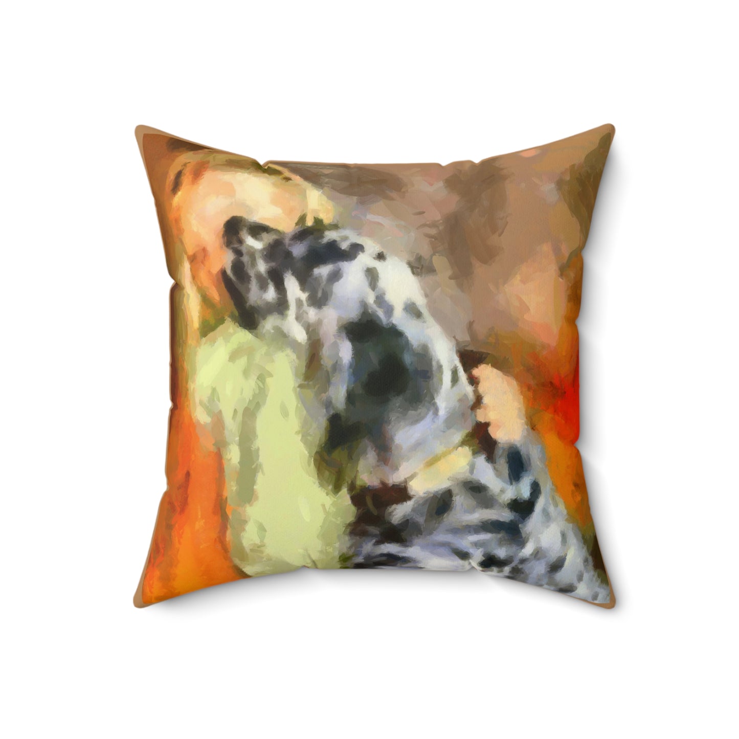 English Setter & Child Spun Polyester Throw Pillow