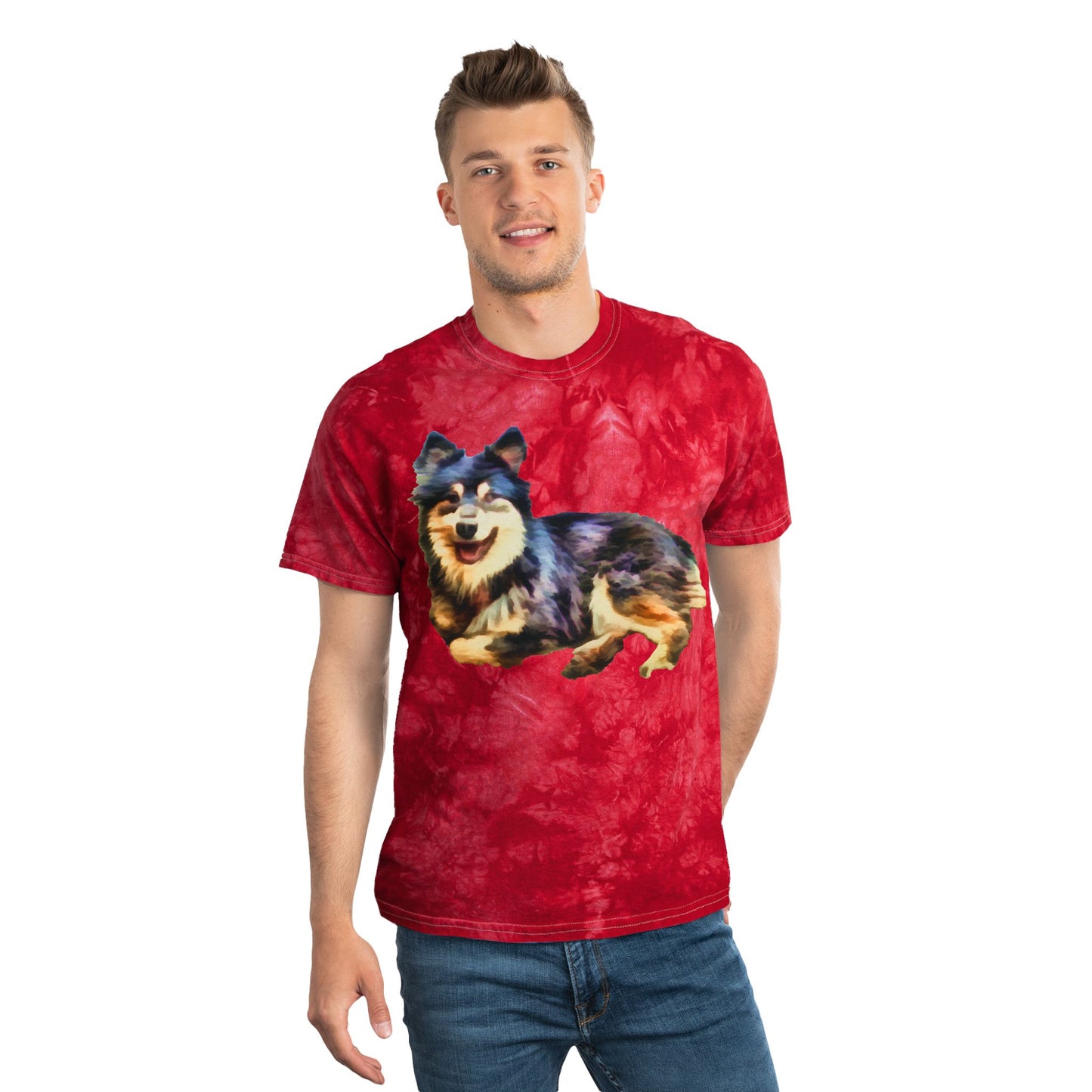 Finnish Lapphund Unisex Cotton Tie-Dye Tee, Crystal