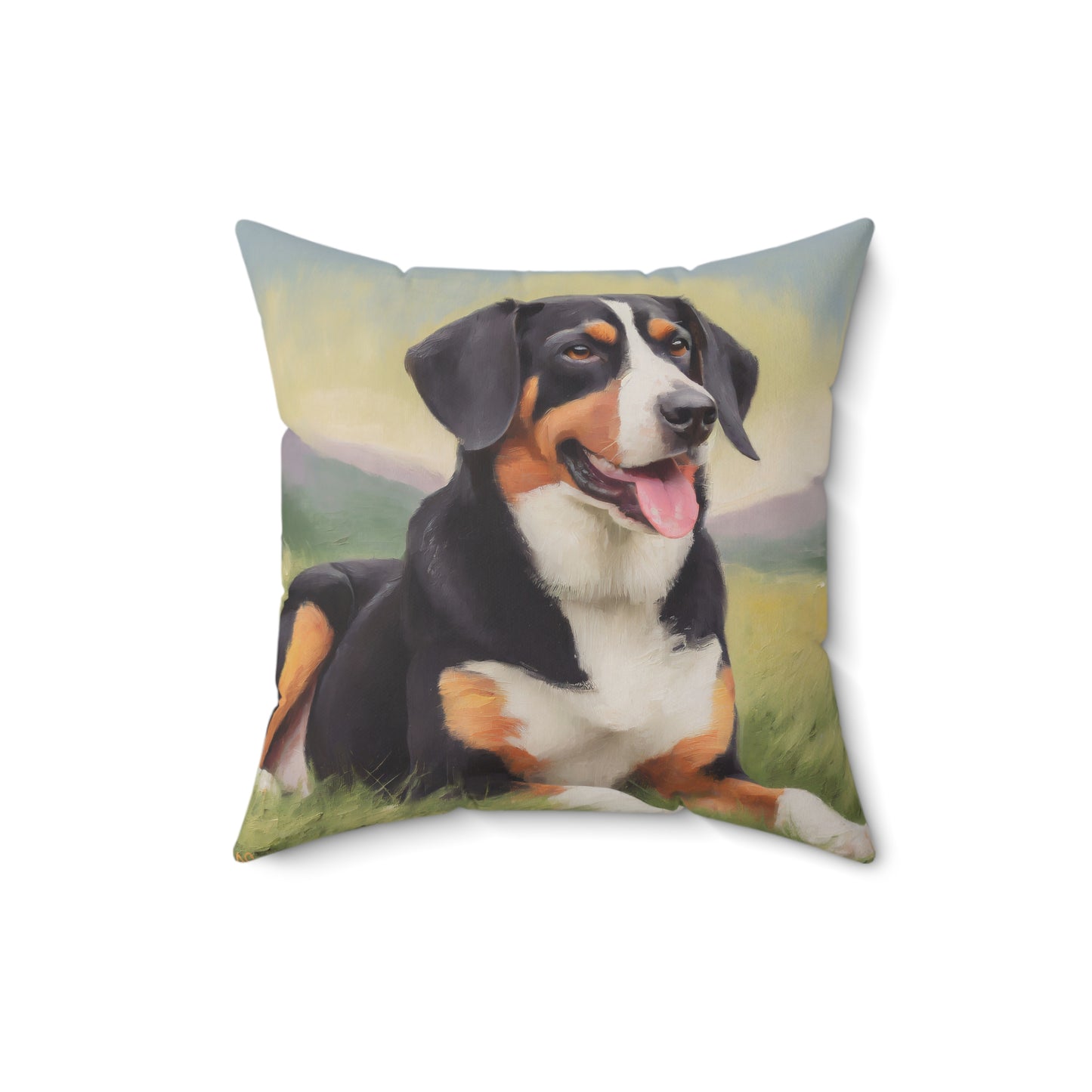 Entlebucher Mountain Dog Spun Polyester Throw Pillow