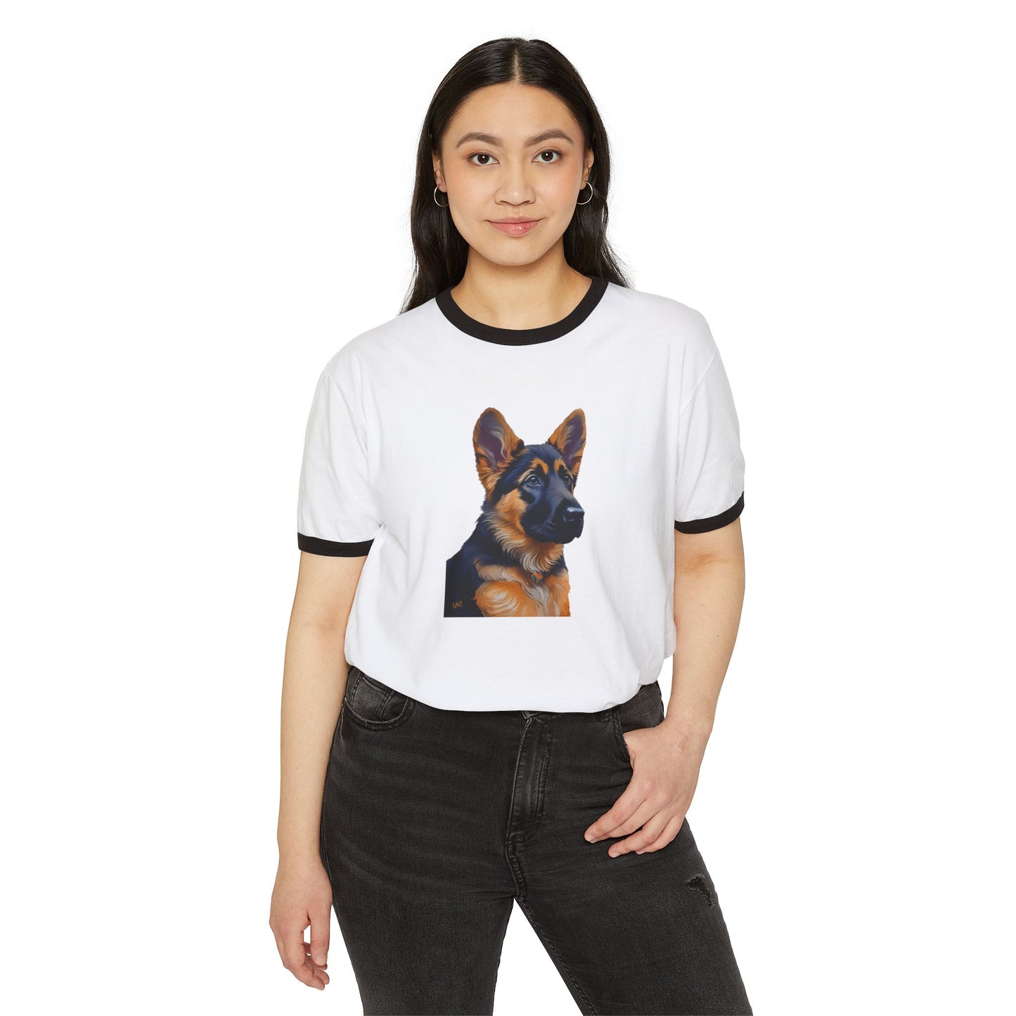 German Shepherd Puppy Classic Cotton Ringer T-Shirt