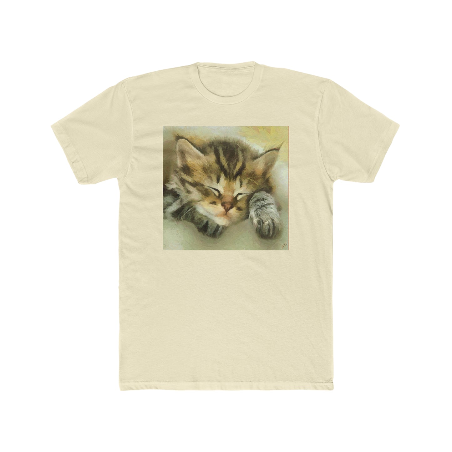 Sleepy Brucie the Cat - Men's Fitted Cotton Crew Tee