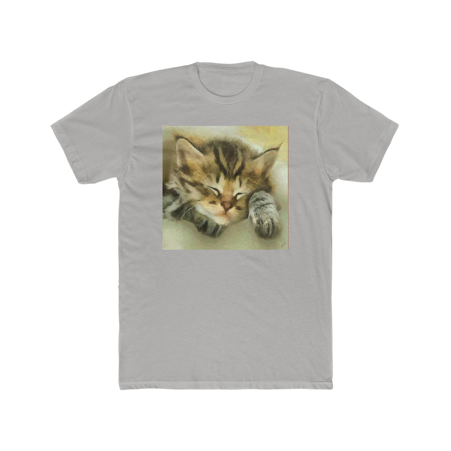 Sleepy Brucie the Cat - Men's Fitted Cotton Crew Tee