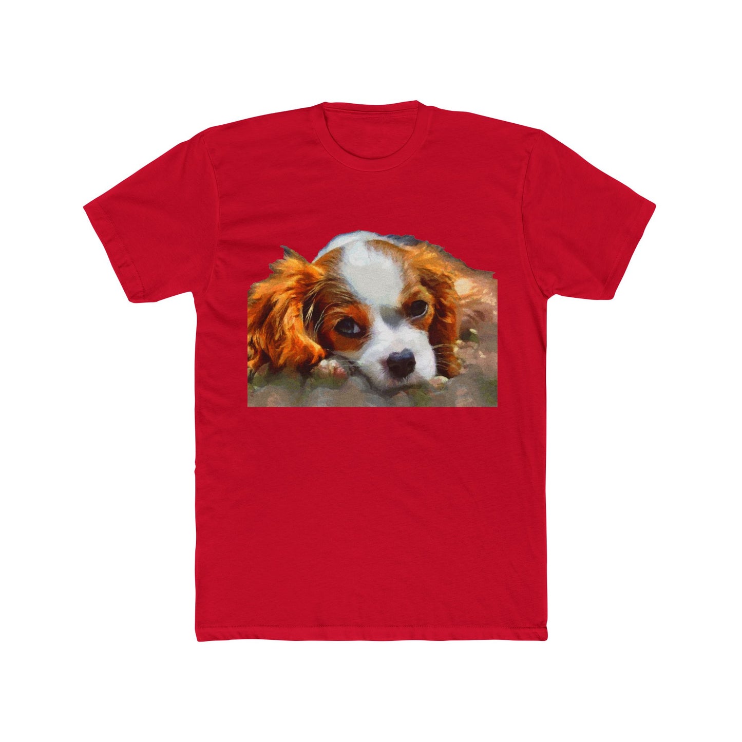 Cavalier King Charles Spaniel Puppy - Men's Fitted Cotton Crew Tee