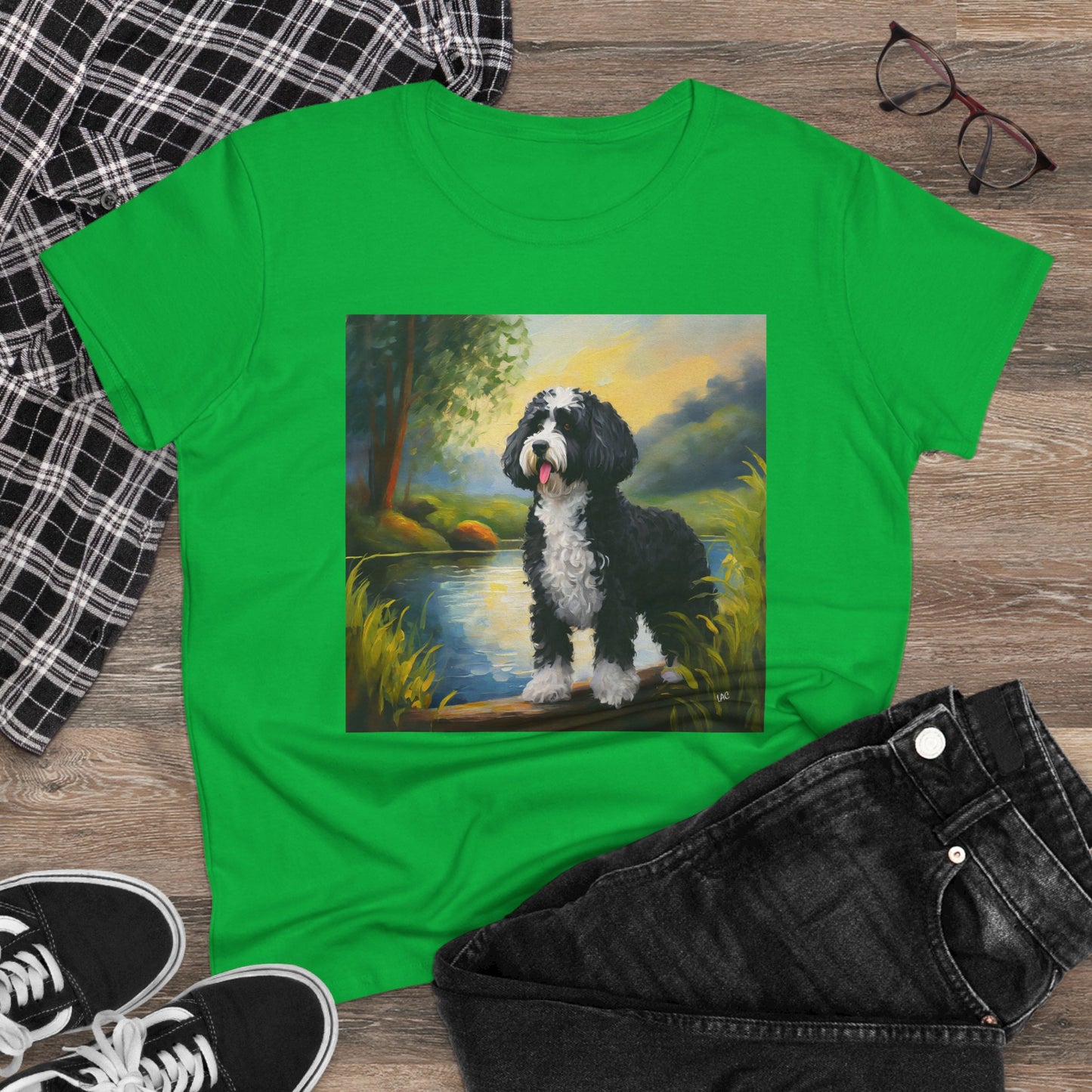 Portuguese Water Dog Women's Midweight Cotton Tee