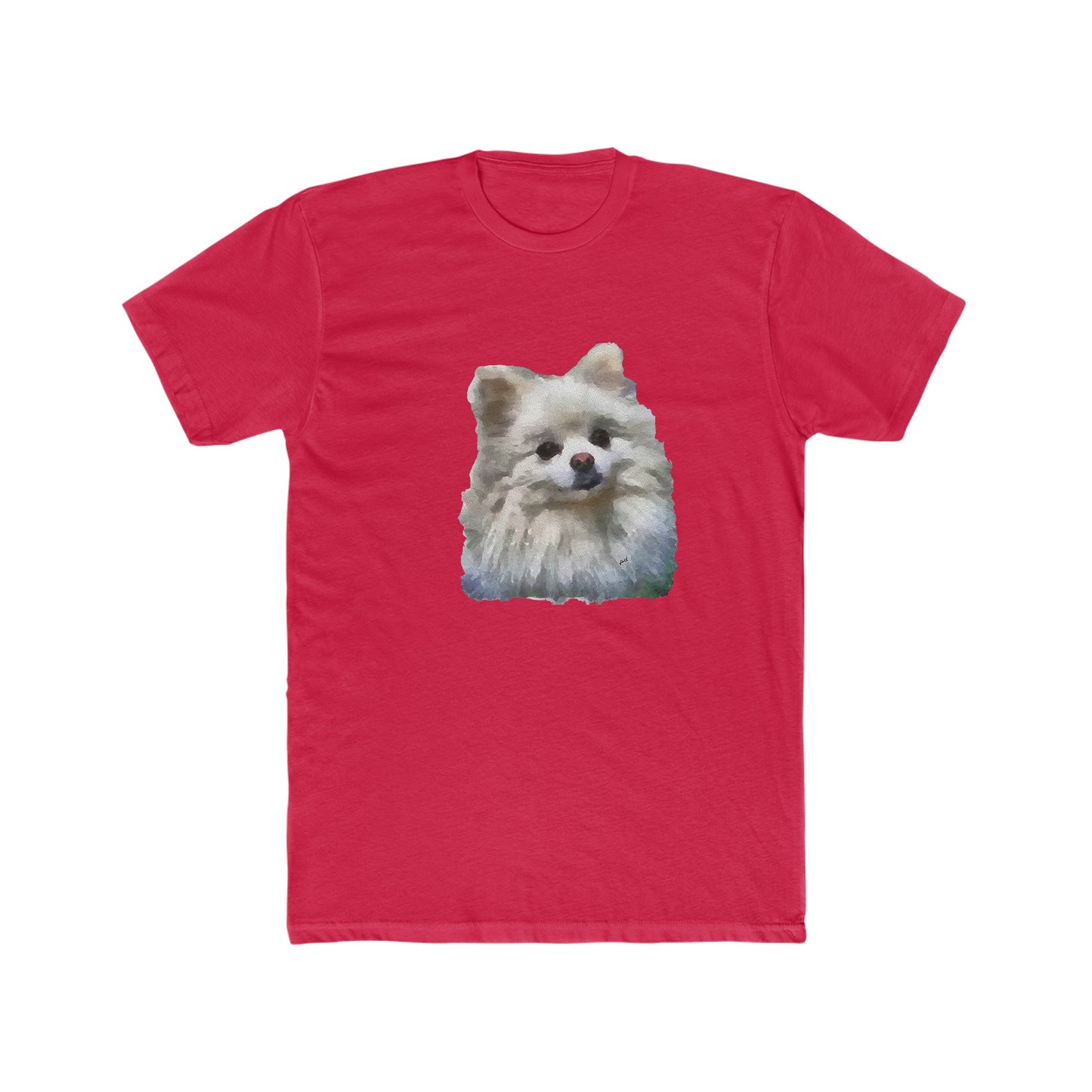 Pomeranian 'Snowball' Men's Fitted Cotton Crew Tee