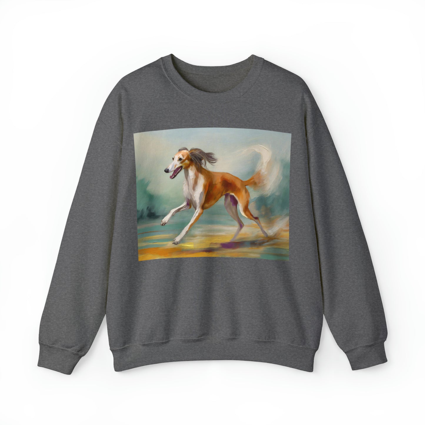 Saluki 'On the Run' Unisex 50/50 Crewneck Sweatshirt