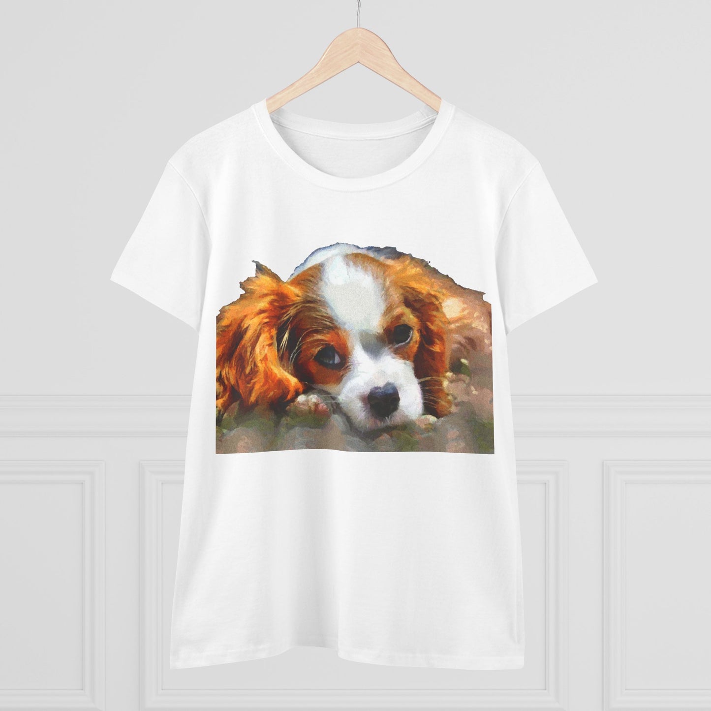 King Charles Spaniel 'Puppy #2' Women's Midweight Cotton Tee
