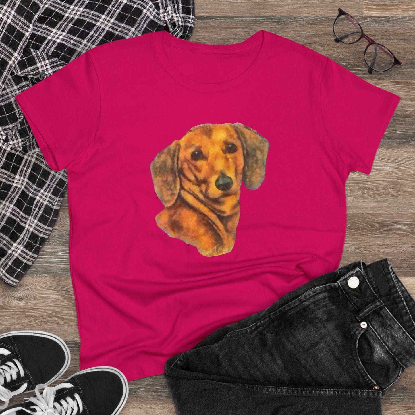 Dachshund 'Doxie #1' Women's Midweight Cotton Tee