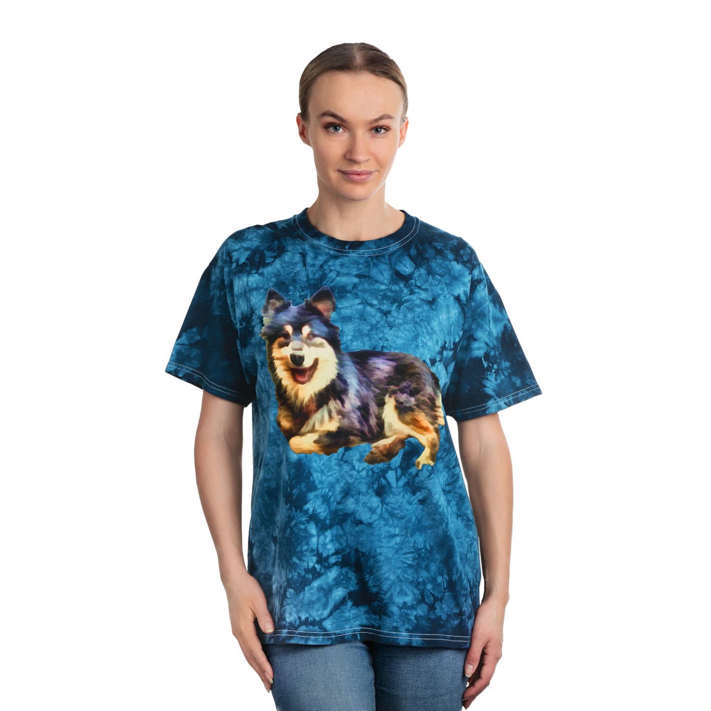 Finnish Lapphund Unisex Cotton Tie-Dye Tee, Crystal