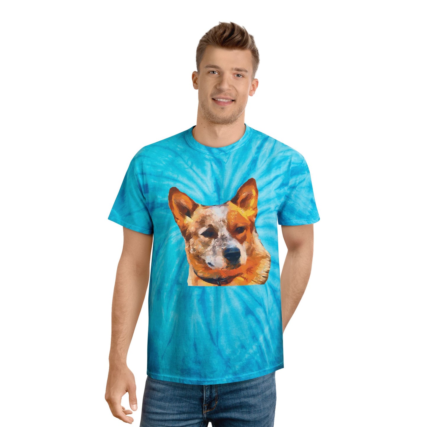Australian Cattle Dog - Red Heeler Unisex Cotton Tie-Dye Tee, Cyclone