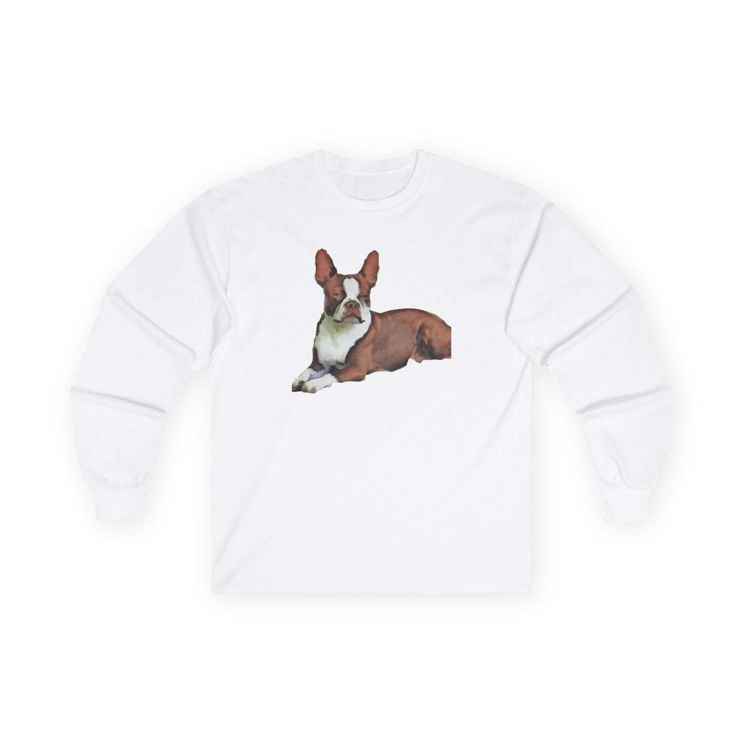 Boston Terrier - Brown & White Unisex Classic Cotton Long Sleeve Tee