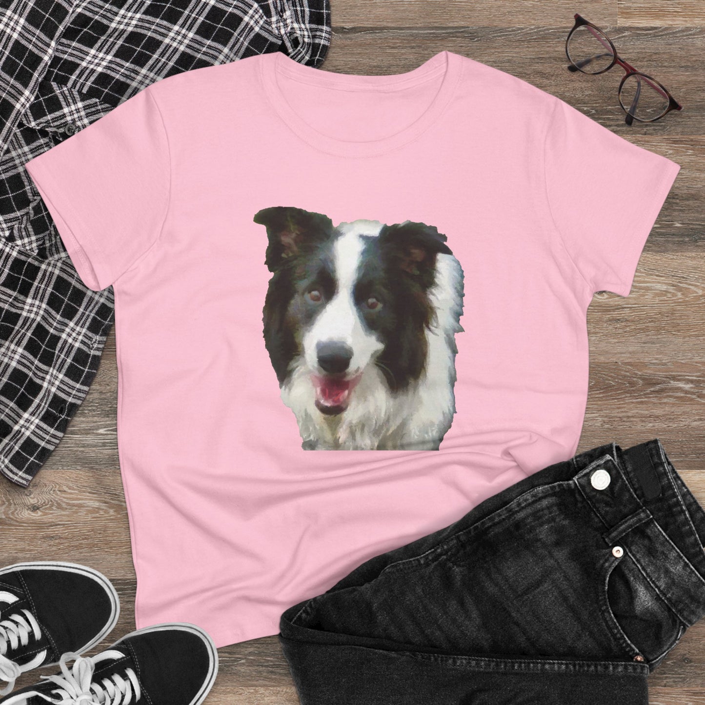 Border Collie '#2' Women's Midweight Cotton Tee