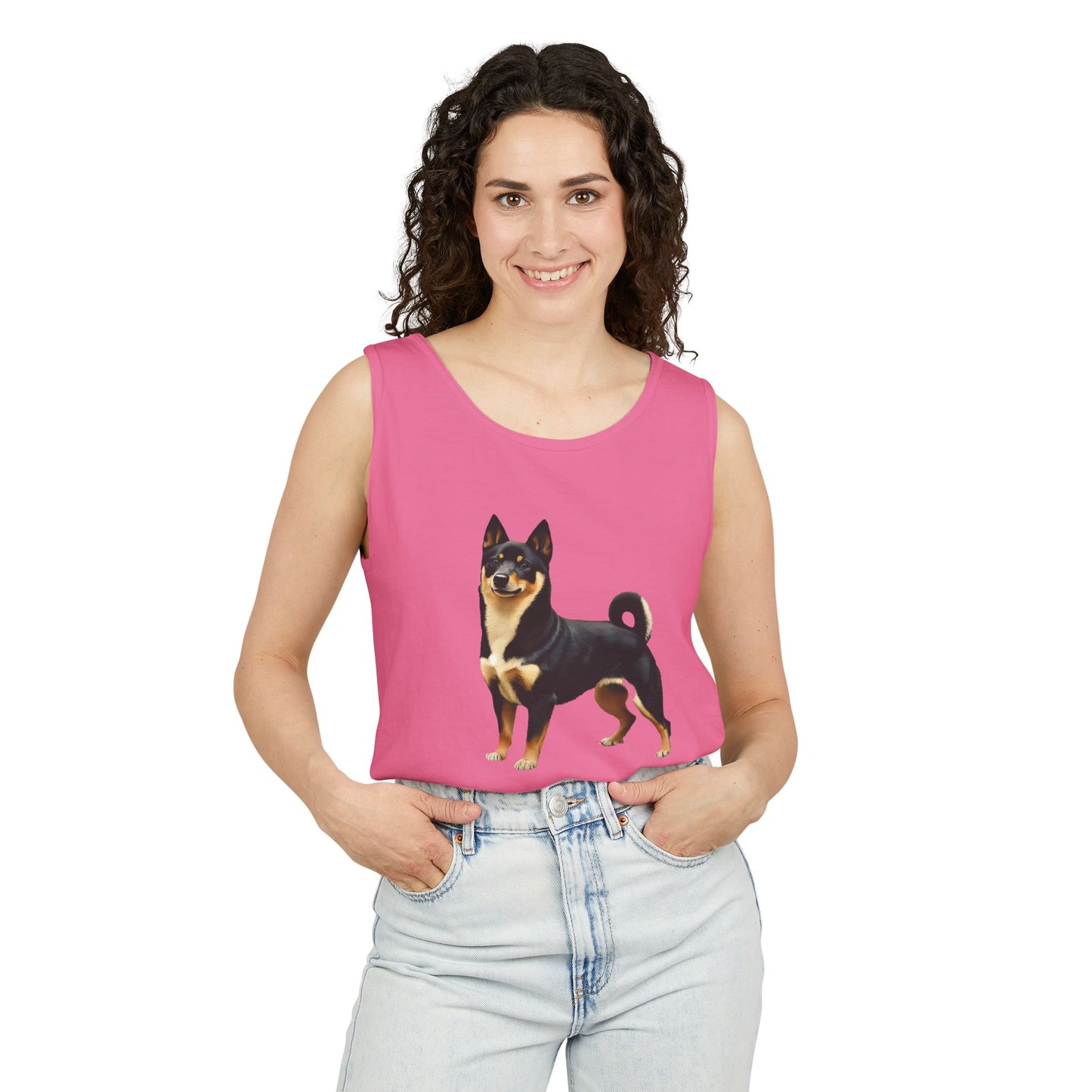 Black & Tan Shiba Inu Unisex Relaxed Fit Garment-Dyed Tank Top