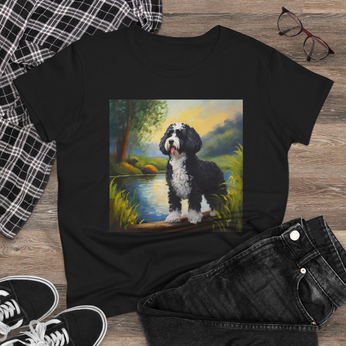 Portuguese Water Dog Women's Midweight Cotton Tee