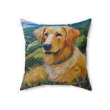 Golden Retriever Spun Polyester Throw Pillow