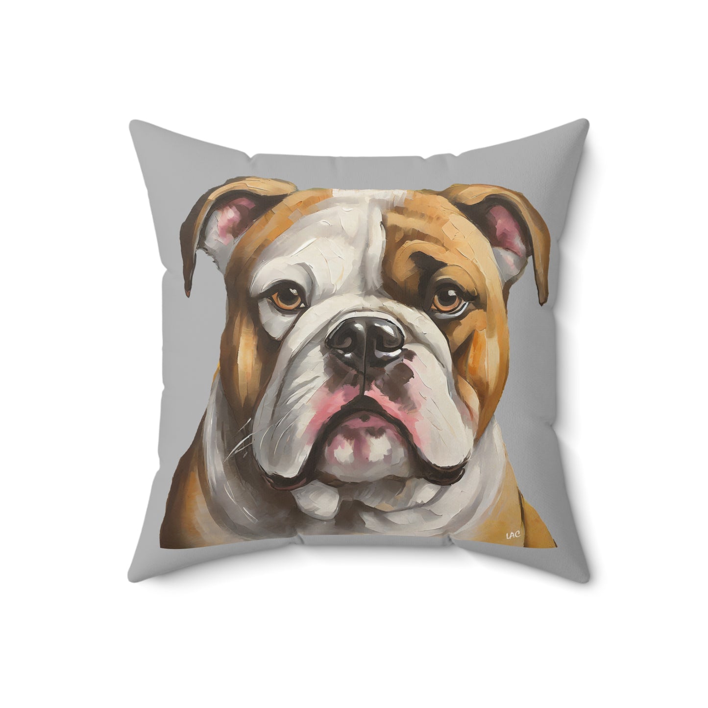 American Bulldog Spun Polyester Square Throw Pillow