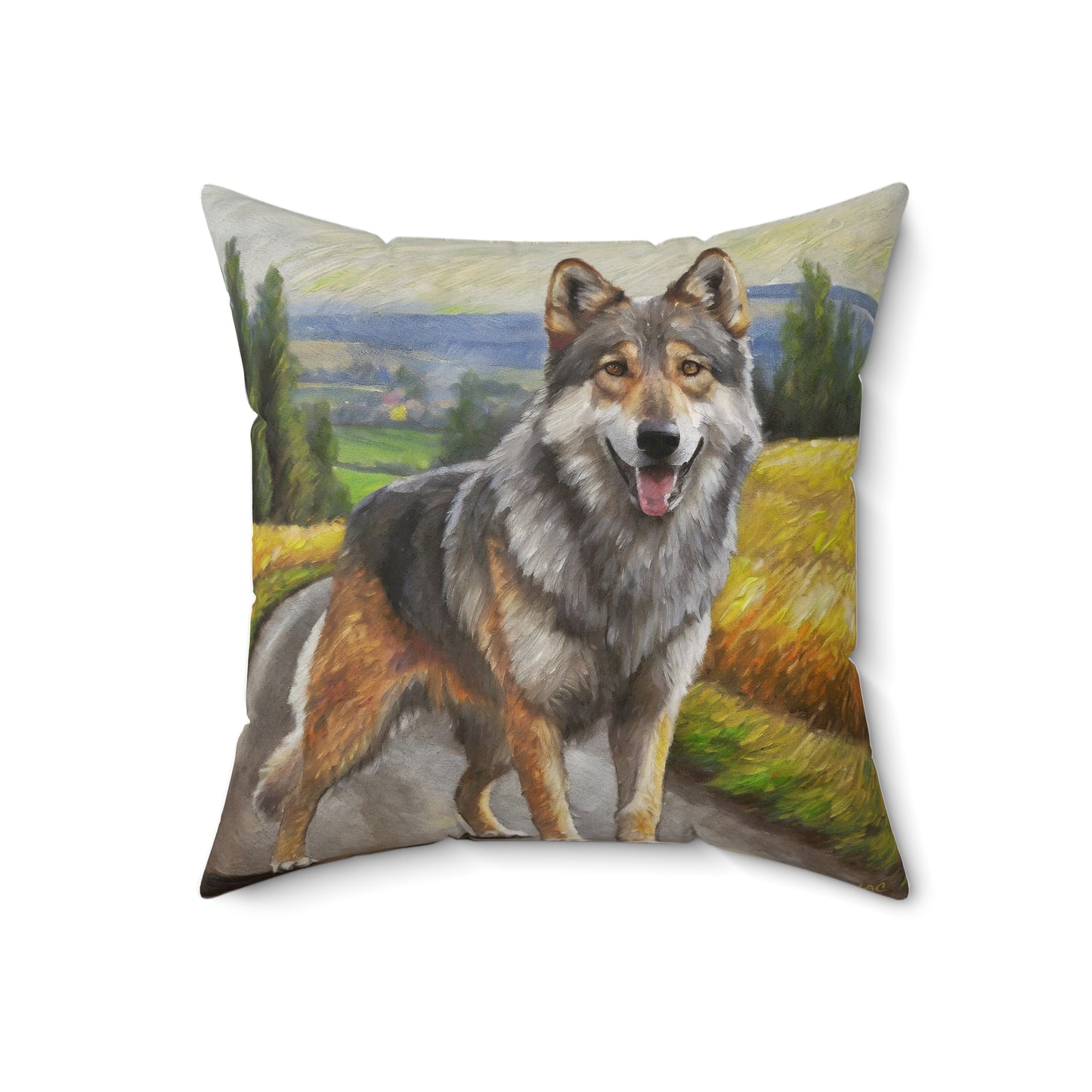 Czechoslovakian Vlcak 'Wolfdog' - Spun Polyester Throw Pillow
