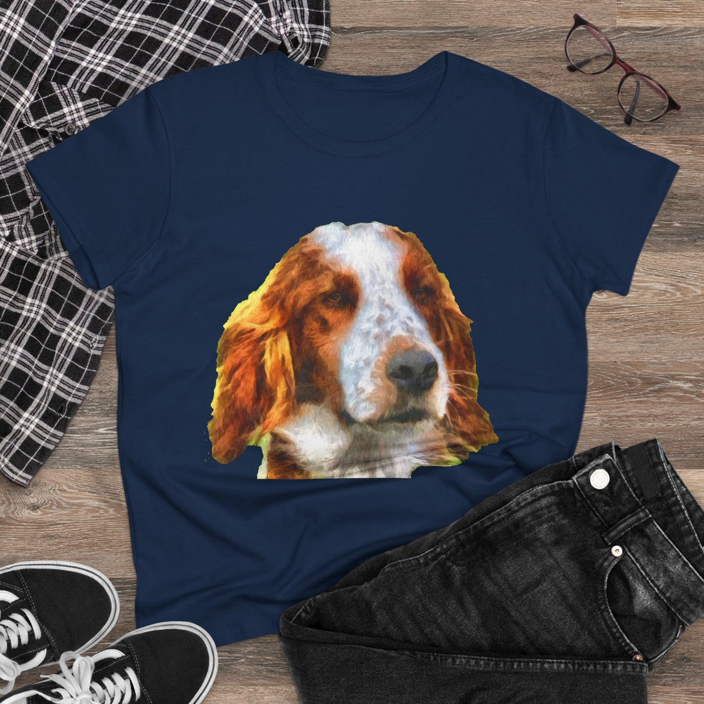 Irish Red & White Setter Women's Midweight Cotton Tee