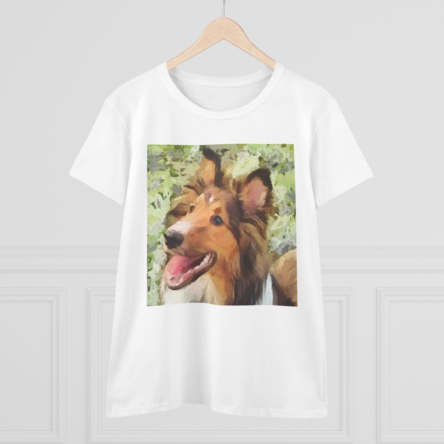 Sheltie - Shetland Sheep Dog 'Sheltie Mae' Women's Midweight Cotton Tee