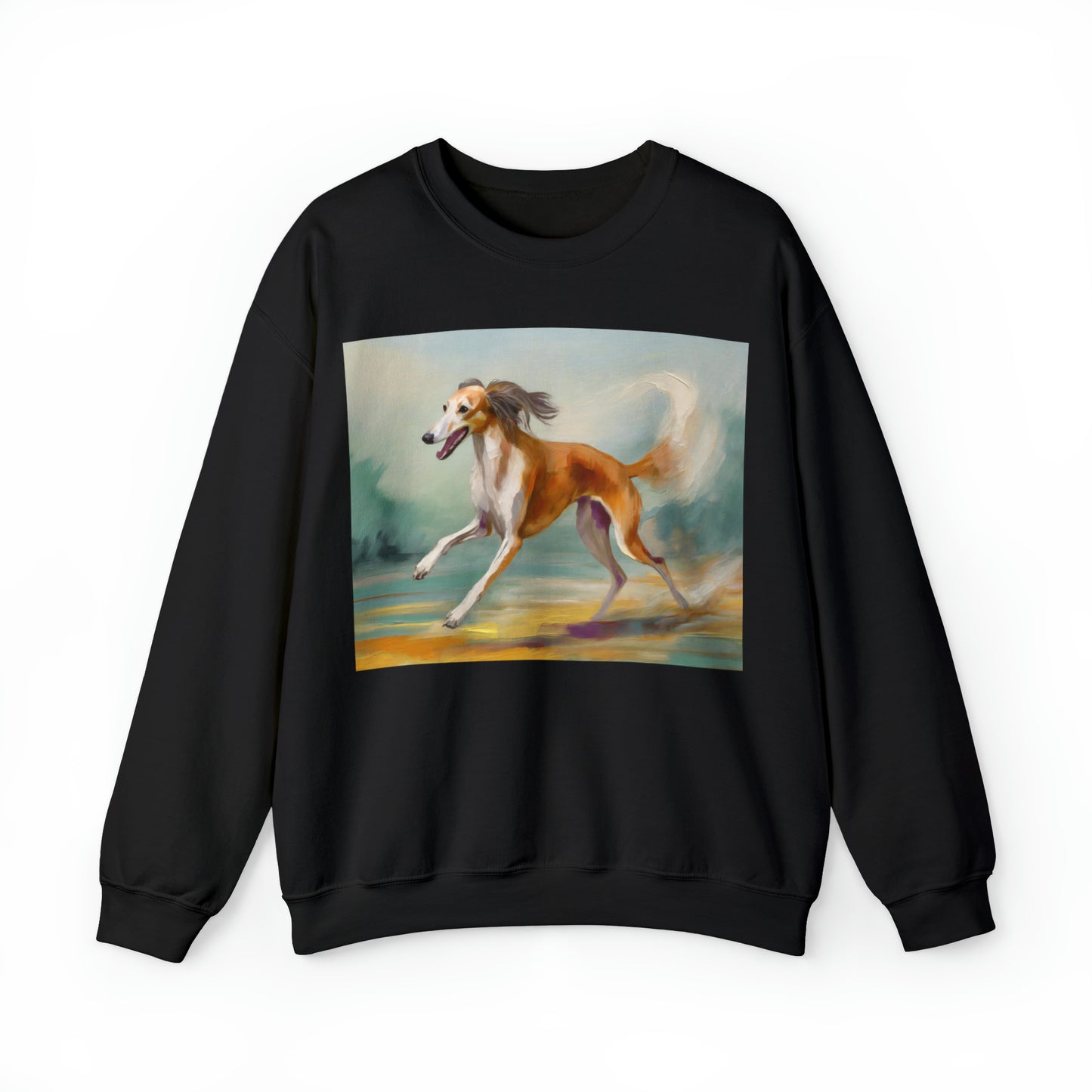Saluki 'On the Run' Unisex 50/50 Crewneck Sweatshirt