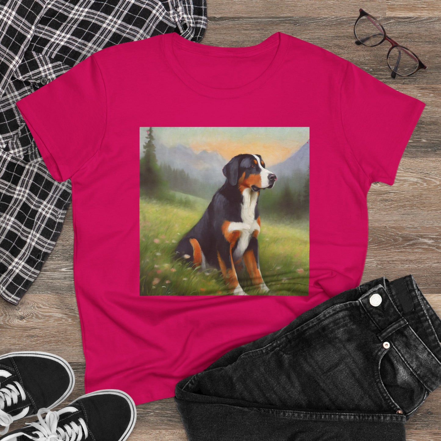 Greater Swiss Mountain Dog Women's Midweight Cotton Tee
