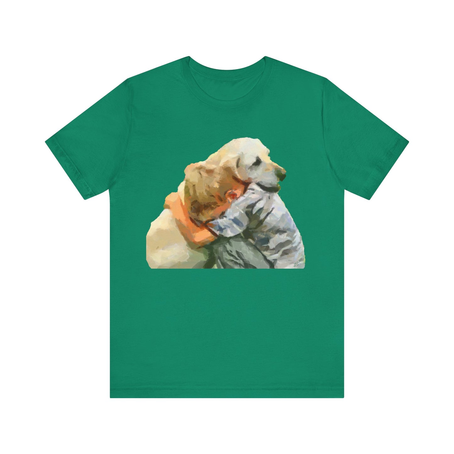 Yellow Labrador Retriever and Child - Unisex Jersey Short Sleeve Tee
