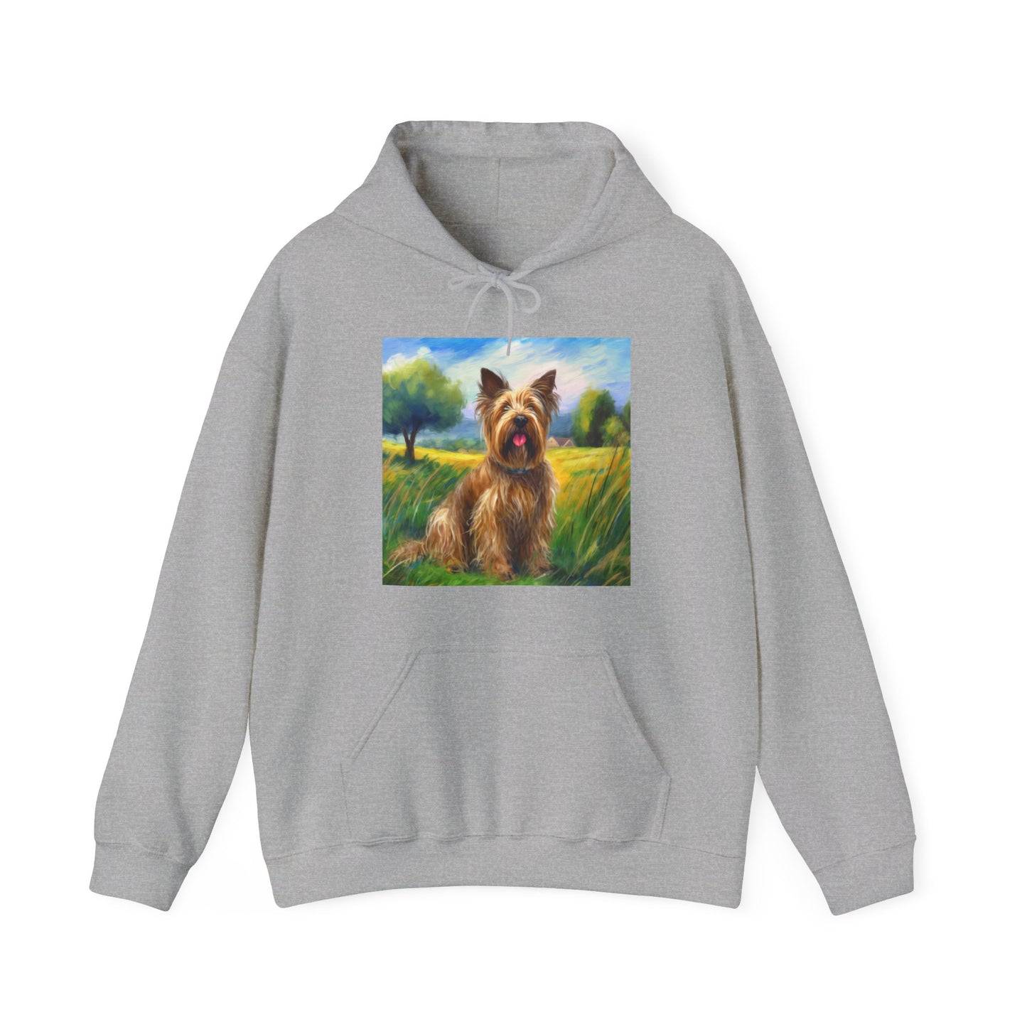Briard in French Countryside Unisex 50/50 Hooded Sweatshirt