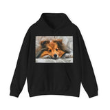 Shetland Sheepdog 'Sleepy Sheltie' Unisex 50/50 Hooded Sweatshirt
