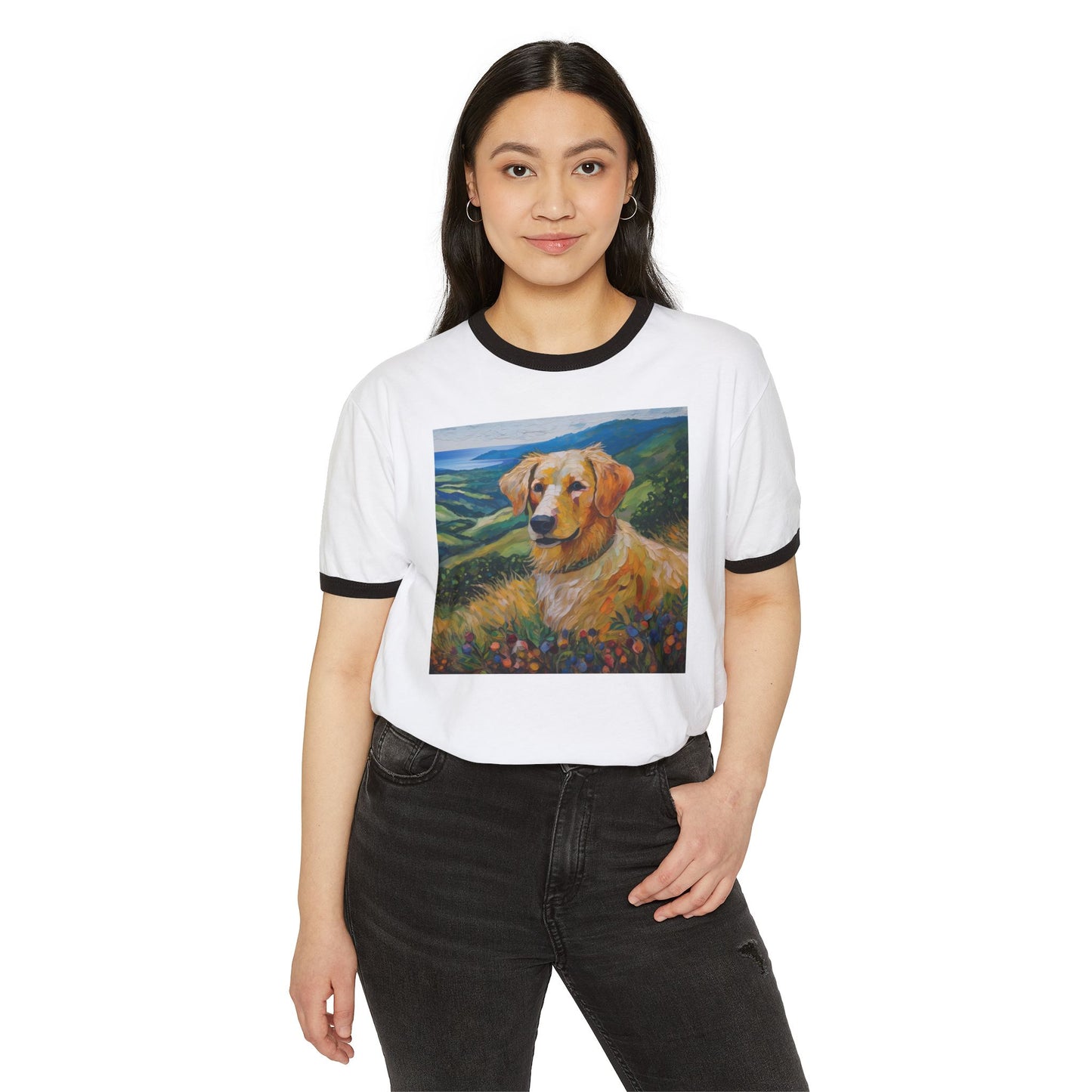 Golden Retriever #3 - Unisex Cotton Ringer T-Shirt
