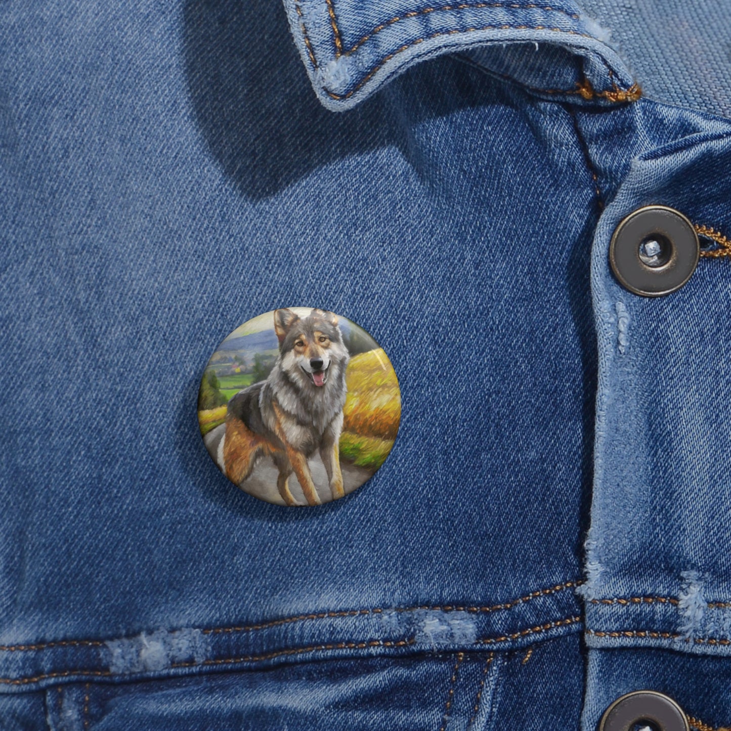 Czechoslovakian Vlcak 'Wolfdog' Metal Pinback Button