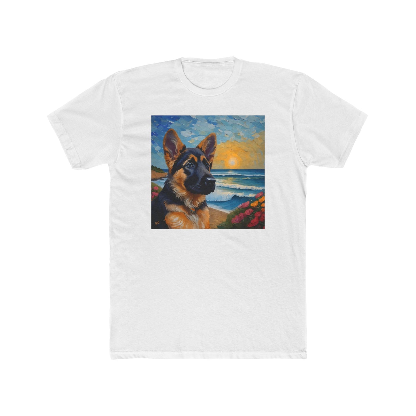 German Shepherd Puppy #2 - Men's Fitted Cotton Crew Tee