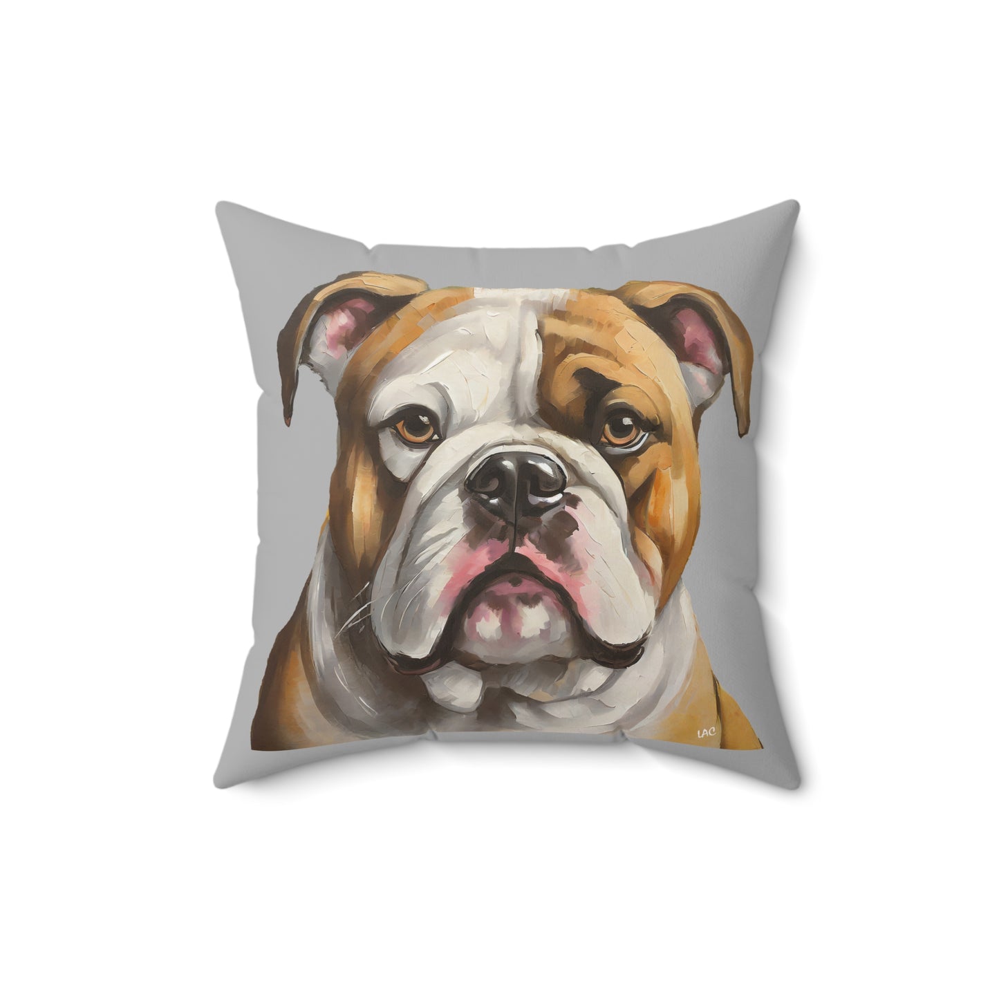 American Bulldog Spun Polyester Square Throw Pillow