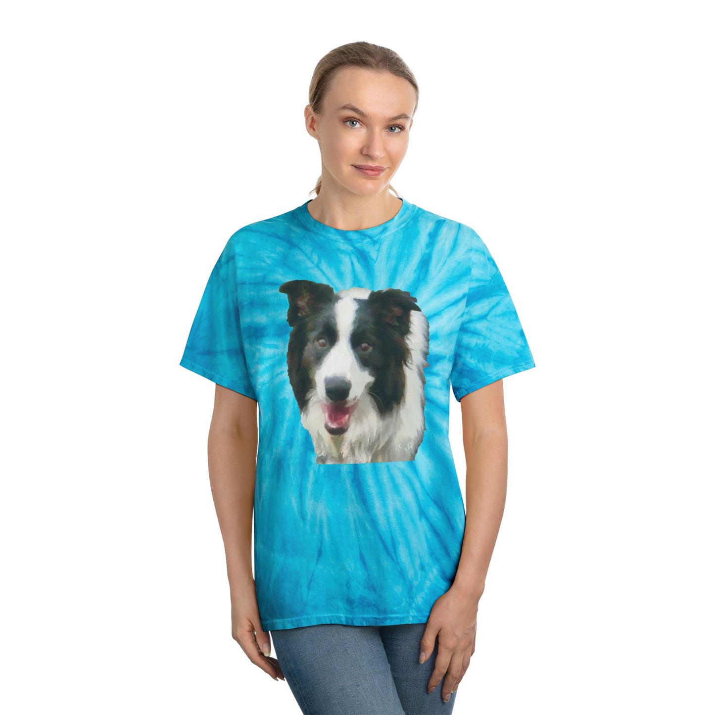 Border Collie #2 - Unisex Cotton Tie-Dye Tee, Cyclone