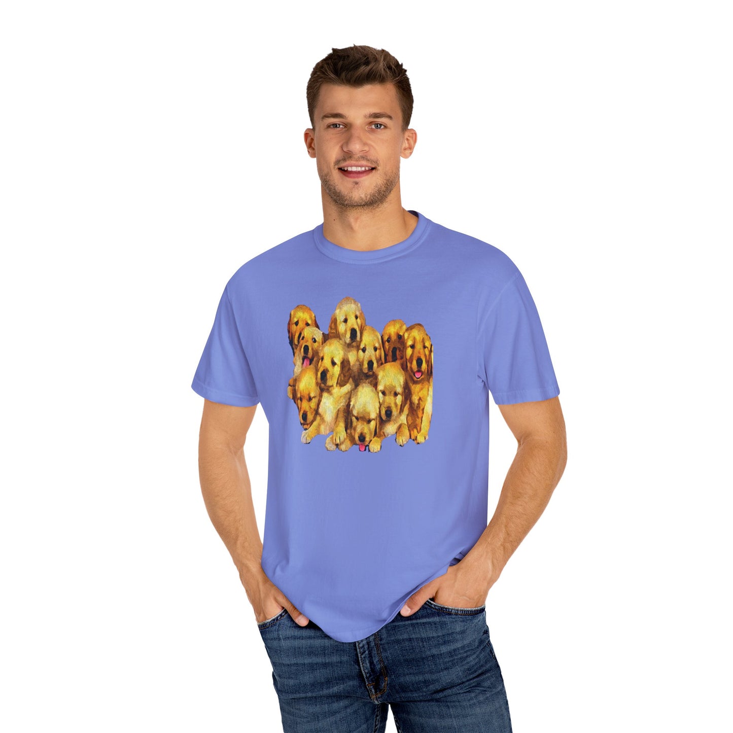 Golden Retriever Puppies Unisex-Adult Relaxed Fit Cotton T-shirt