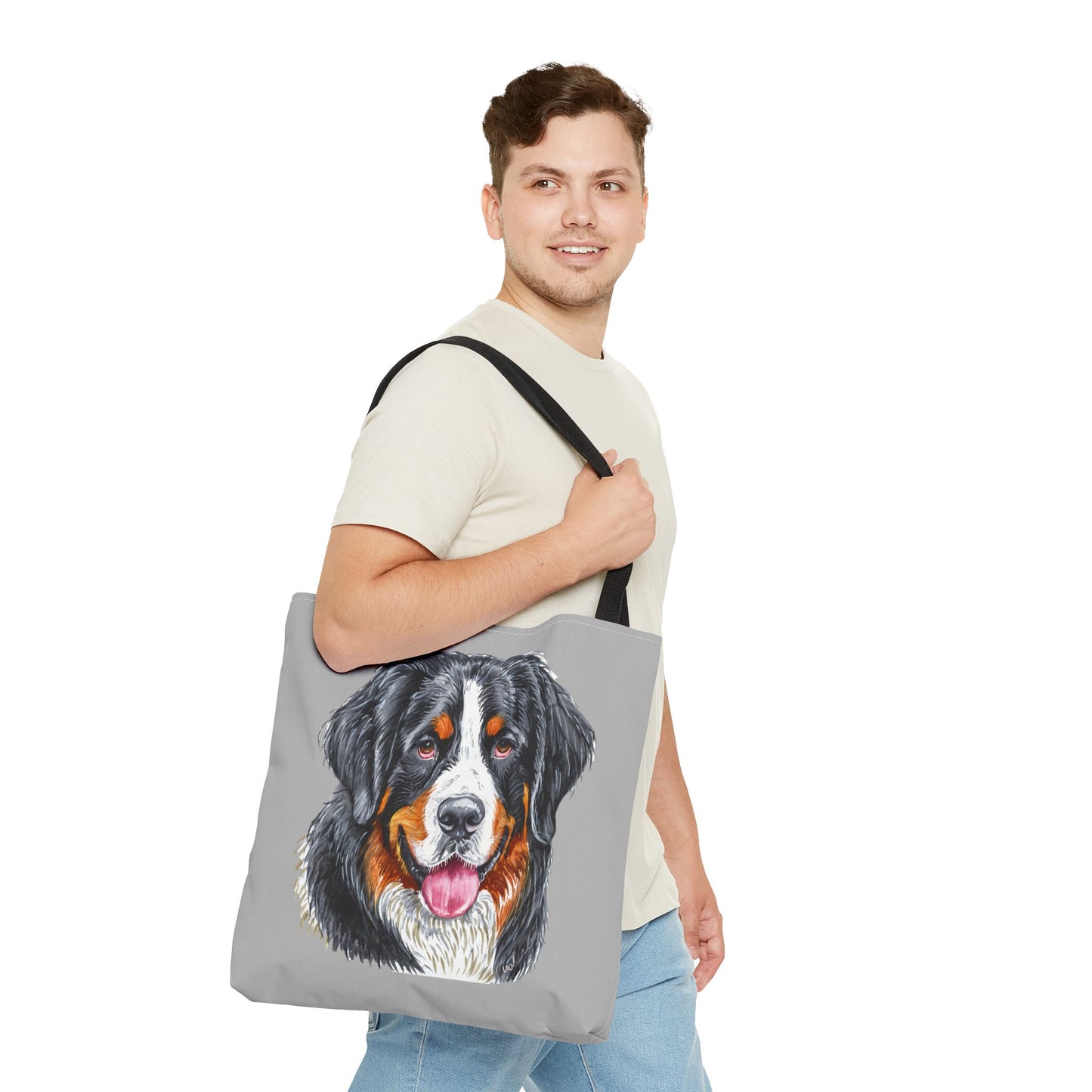 Bernese Mountain Dog Polyester Tote Bag (AOP)