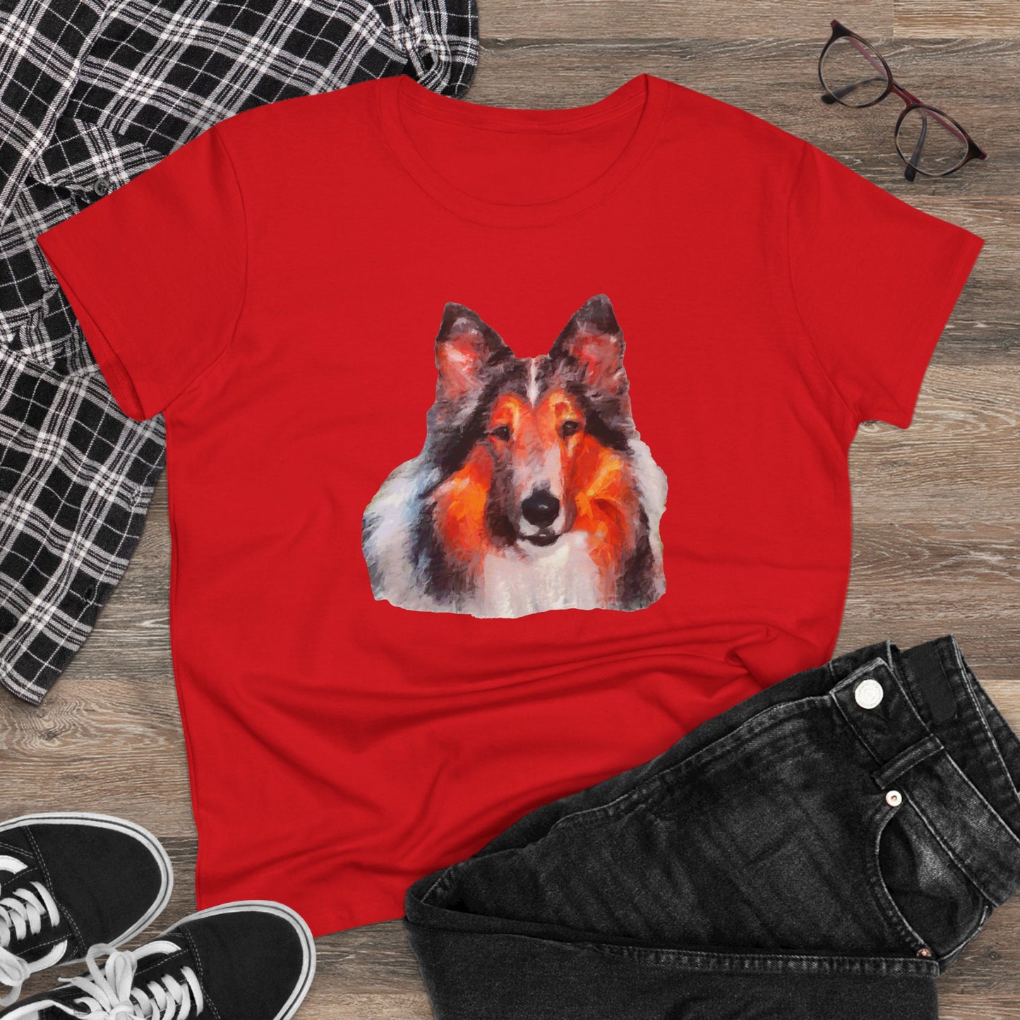 Collie - Rough Coated - Women's Midweight Cotton Tee