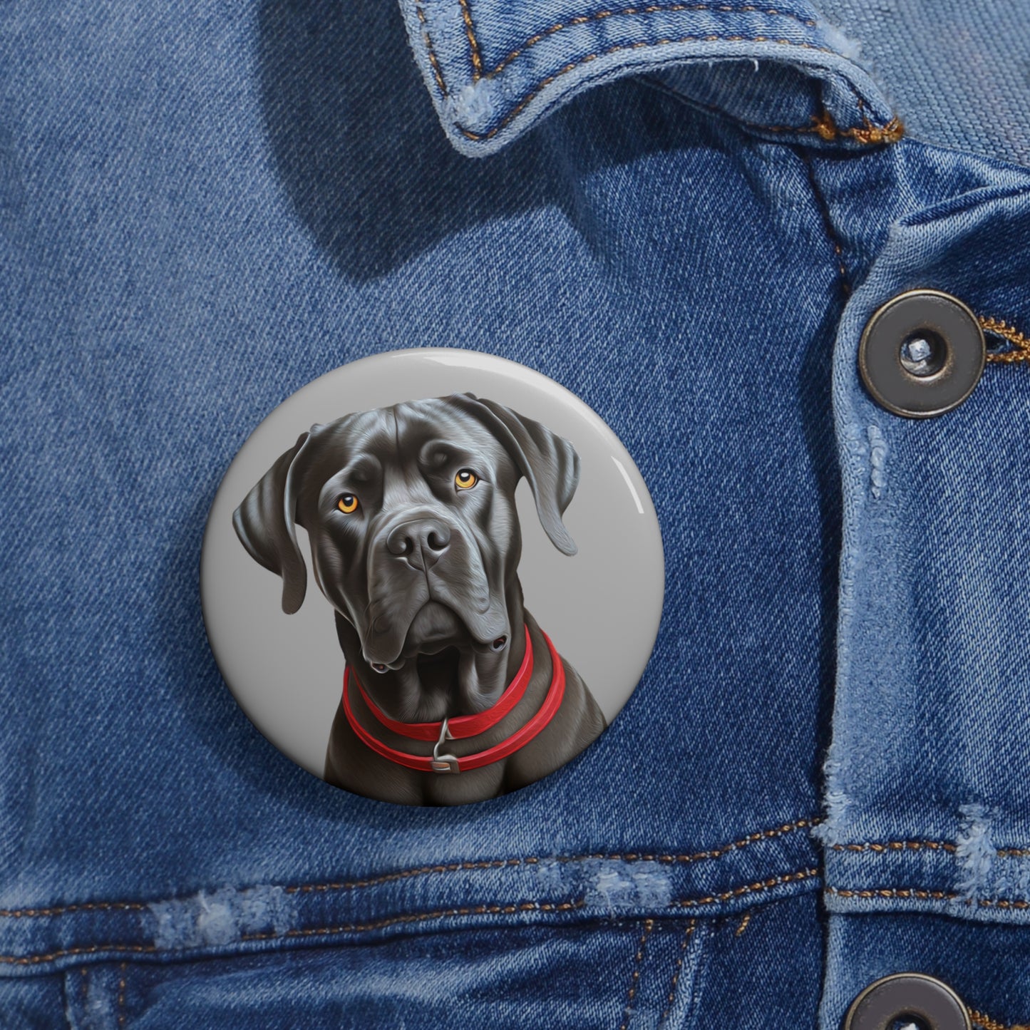 Cane Corso Charm: Metal Pinback Buttons
