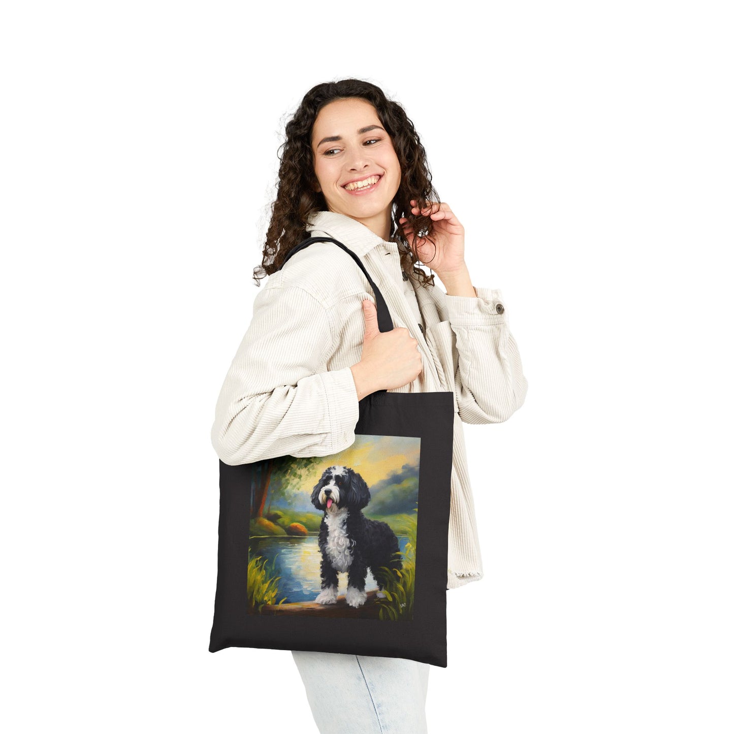 Portuguese Water Dog Cotton Canvas Tote Bag