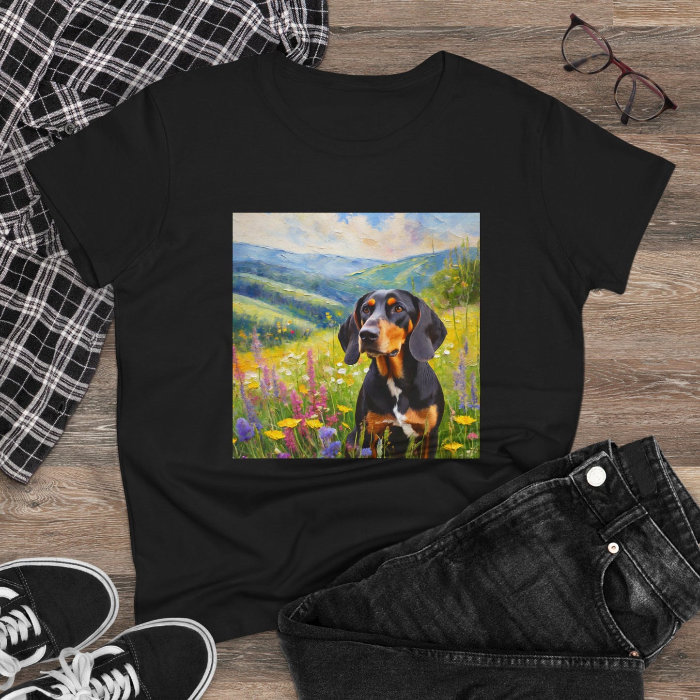 Black & Tan Coonhound Women's Midweight Cotton Tee