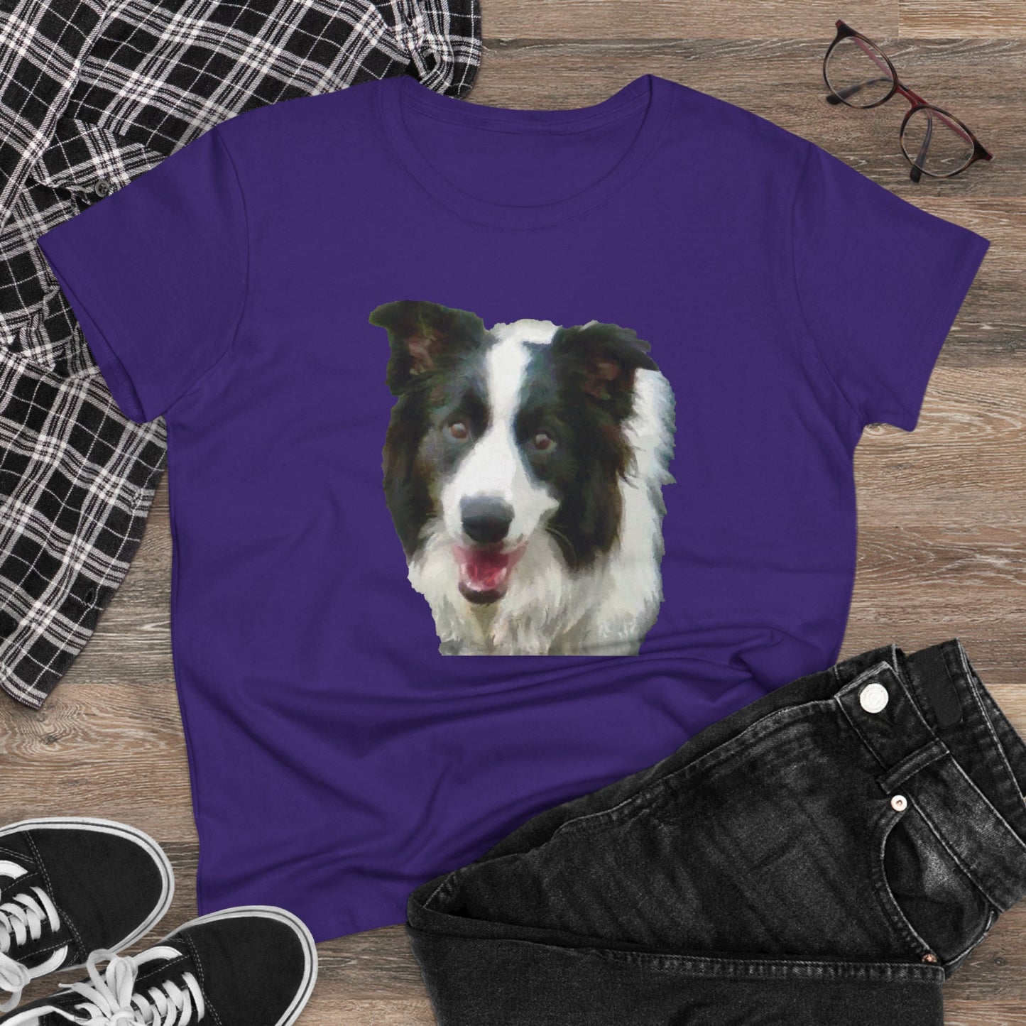 Border Collie '#2' Women's Midweight Cotton Tee