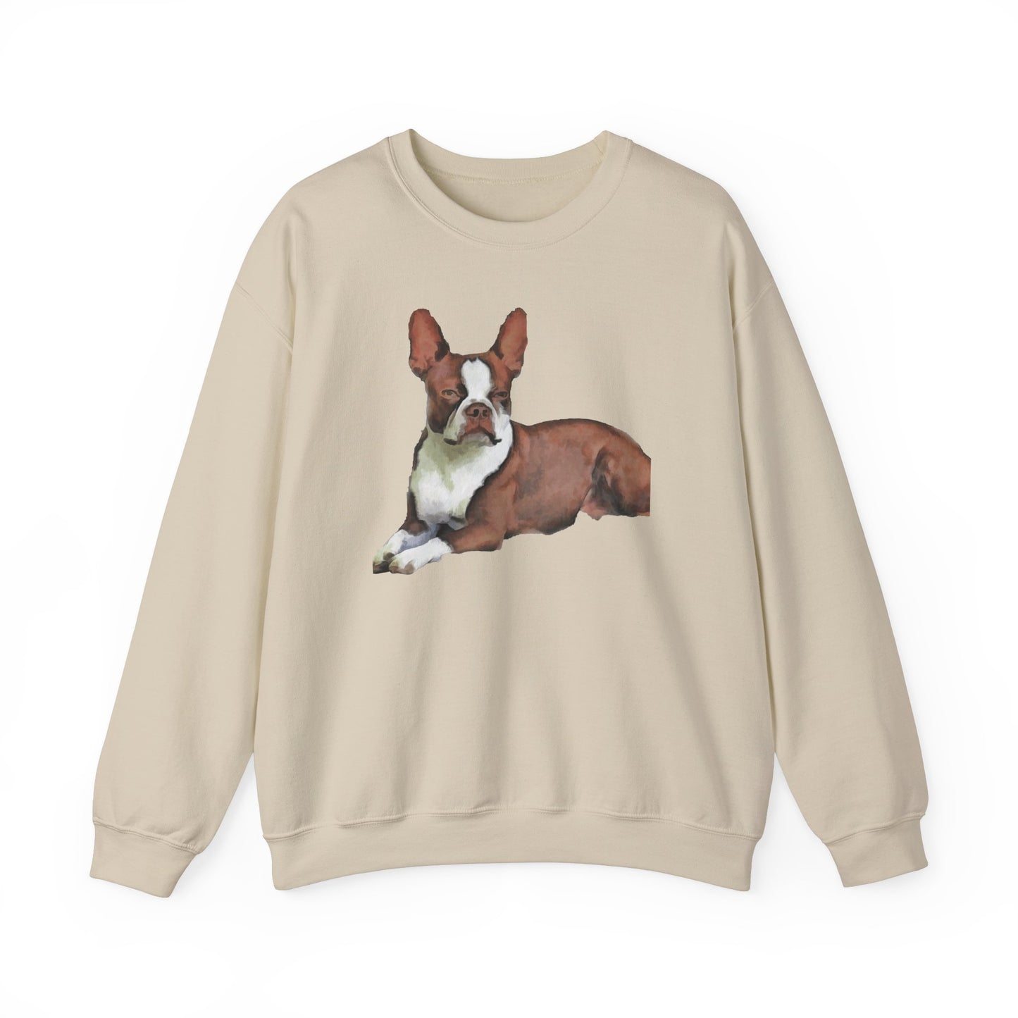 Boston Terrier - Brown & White Unisex 50/50 Crewneck Sweatshirt