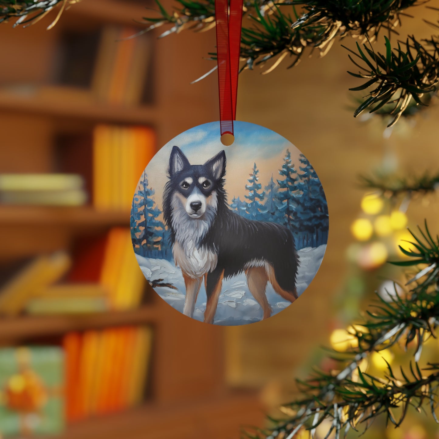 Lapponian Herder Christmas Tree Metal Ornaments
