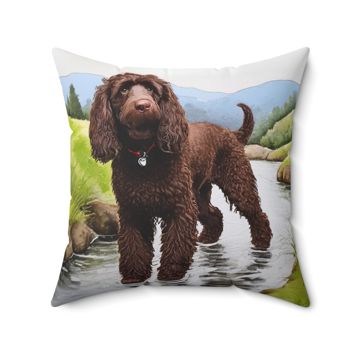 Irish Water Spaniel Spun Polyester Square Pillow