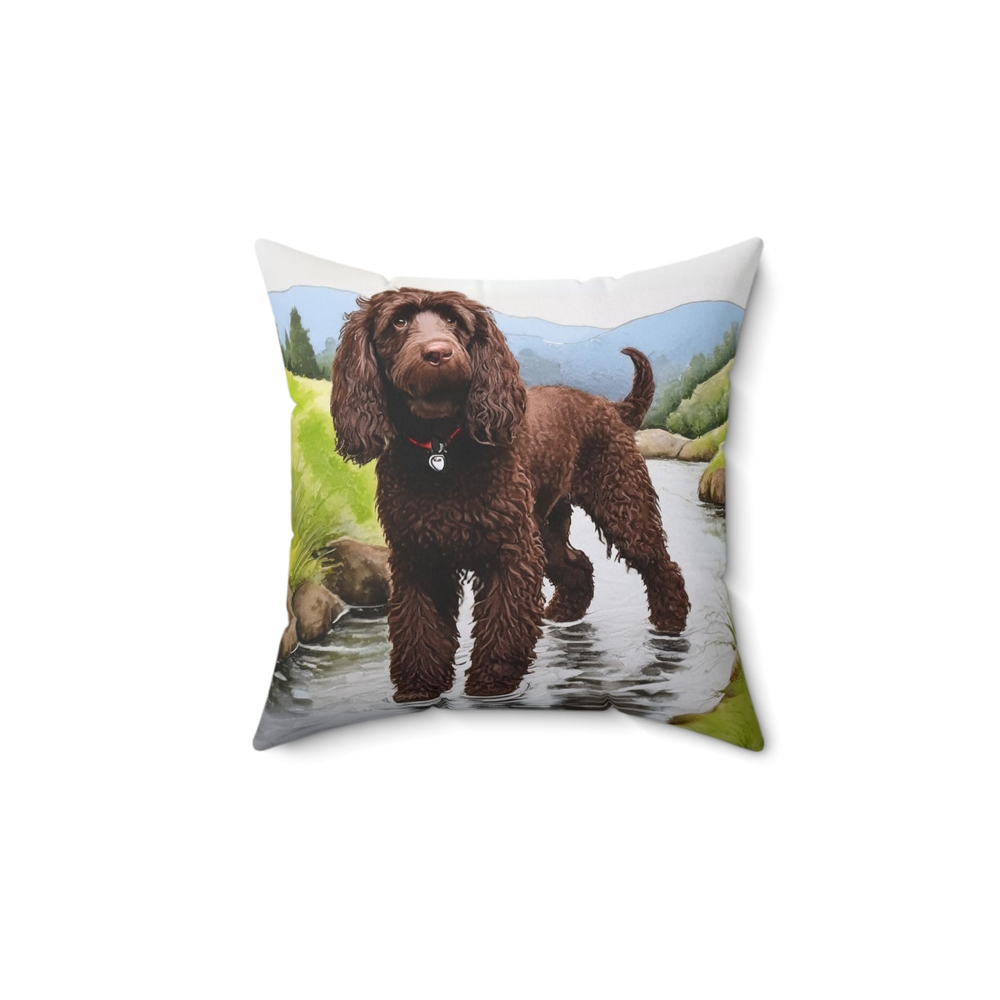 Irish Water Spaniel Spun Polyester Square Pillow