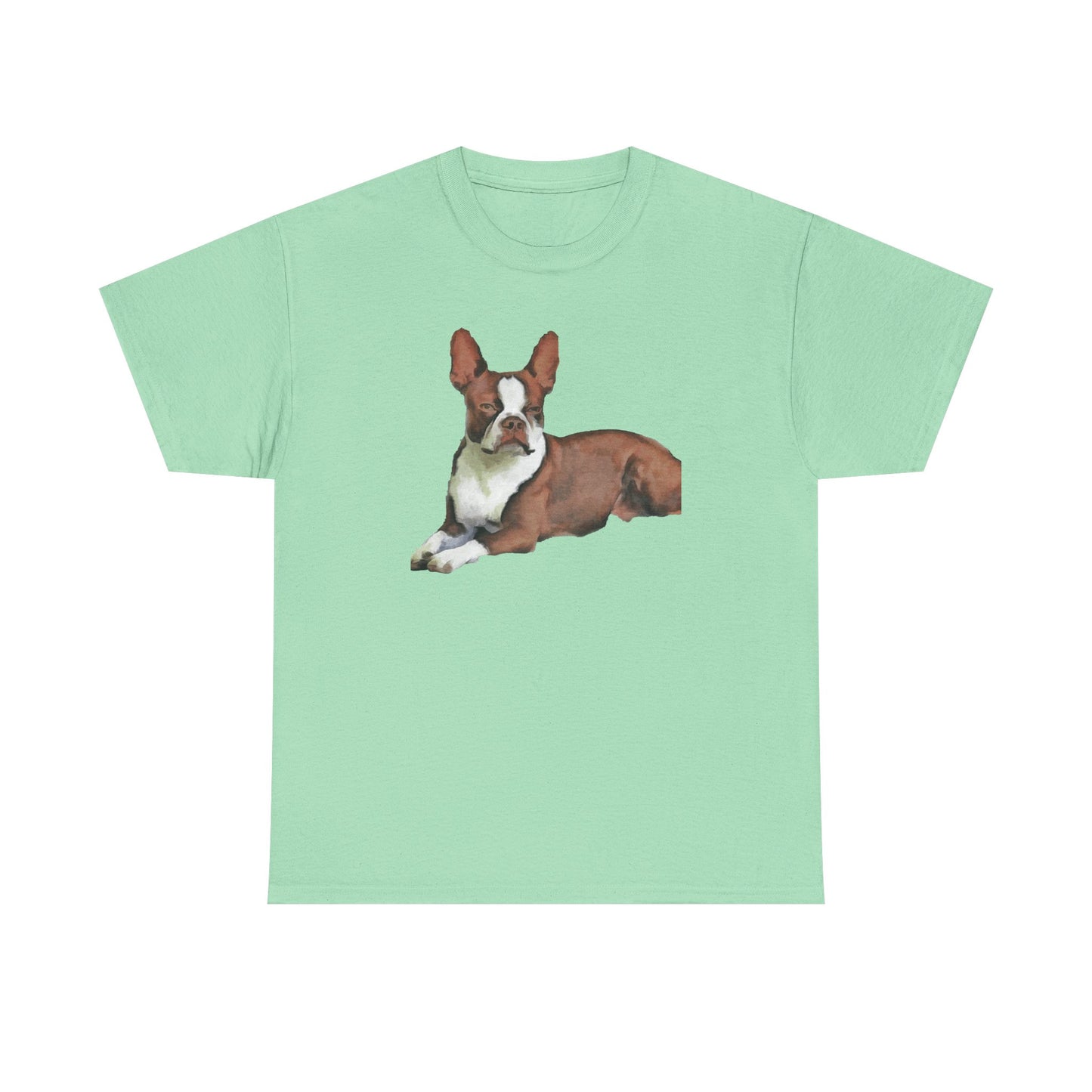 Boston Terrier - Brown & White Unisex Heavy Cotton Tee
