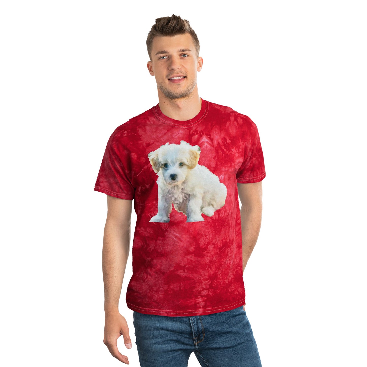 Bichon Frise Unisex Cotton Tie-Dye Tee, Crystal