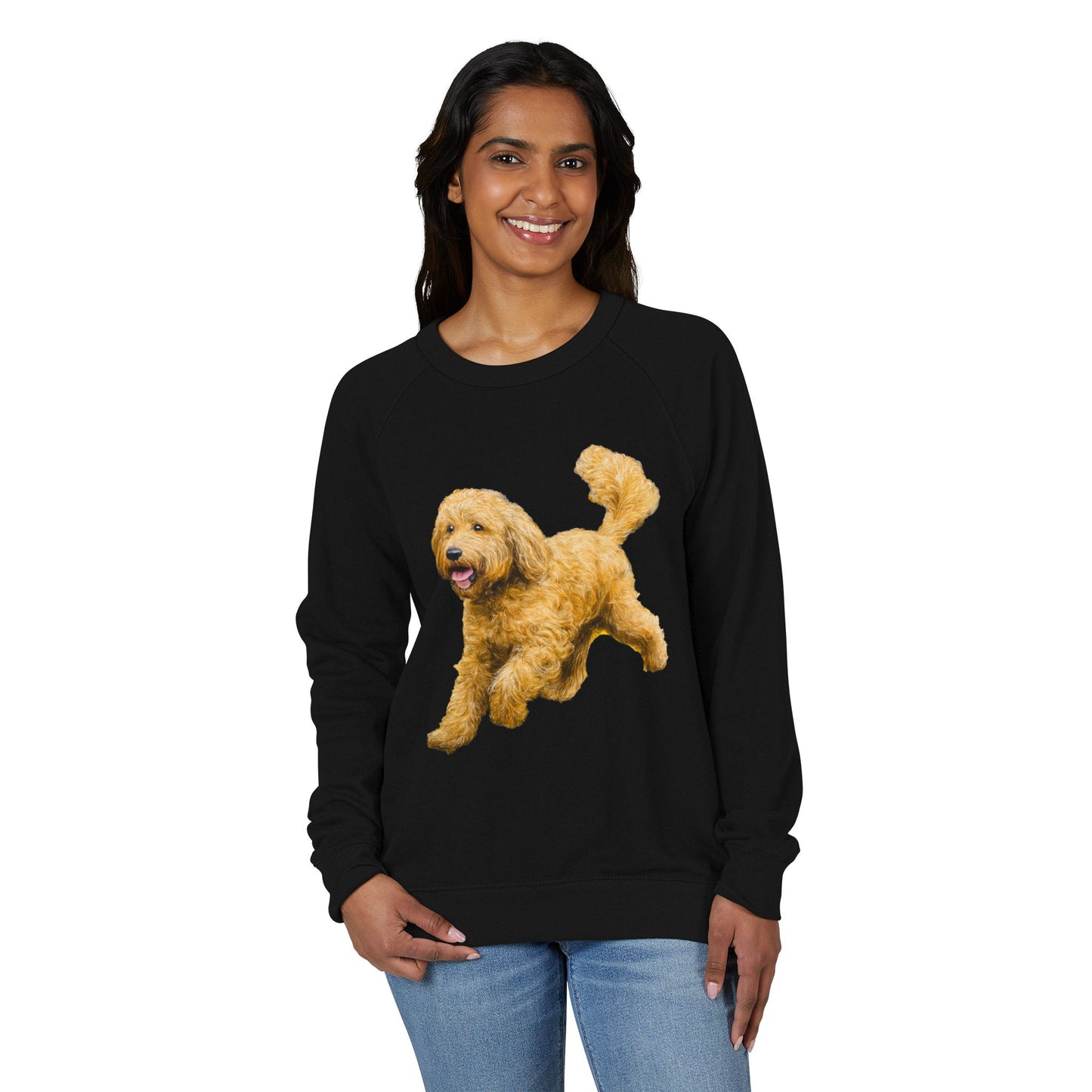 Goldendoodle Unisex French Terry Raglan Crewneck Long Sleeve