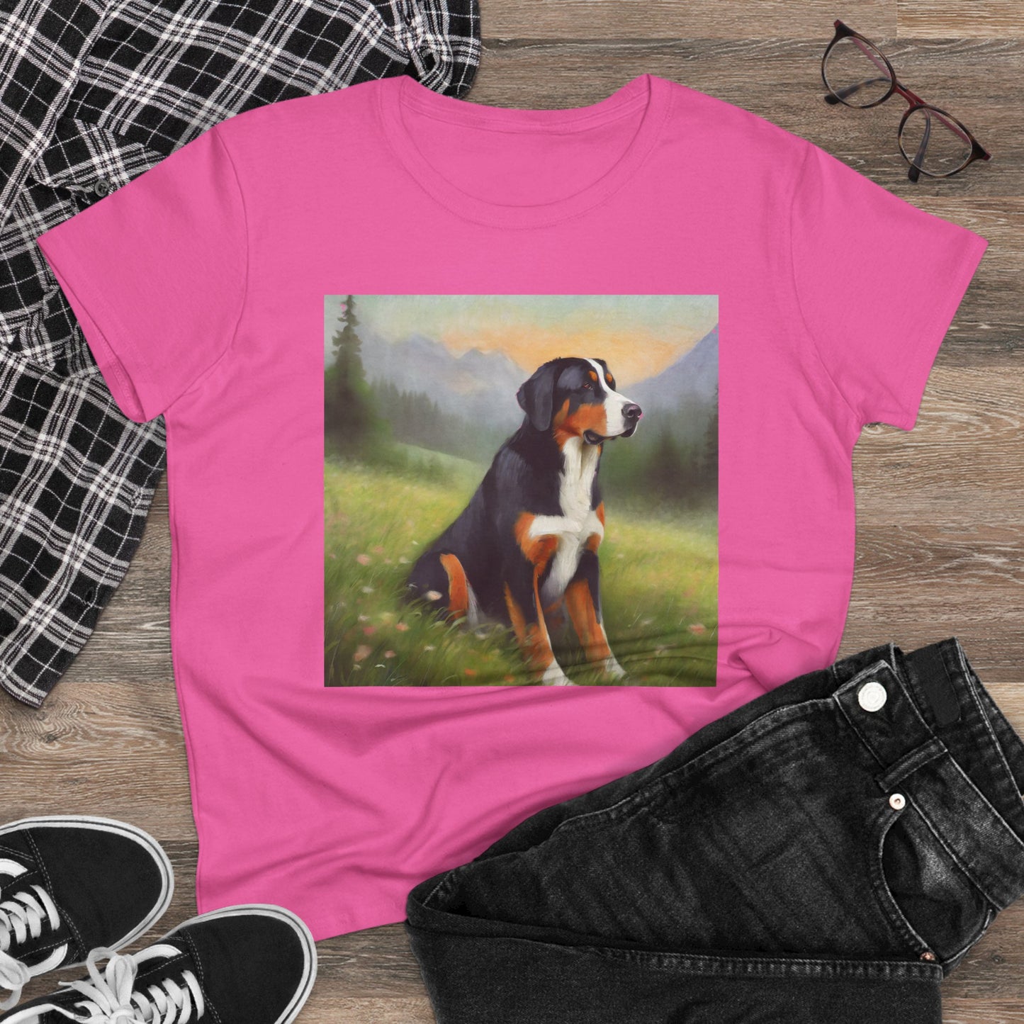 Greater Swiss Mountain Dog Women's Midweight Cotton Tee