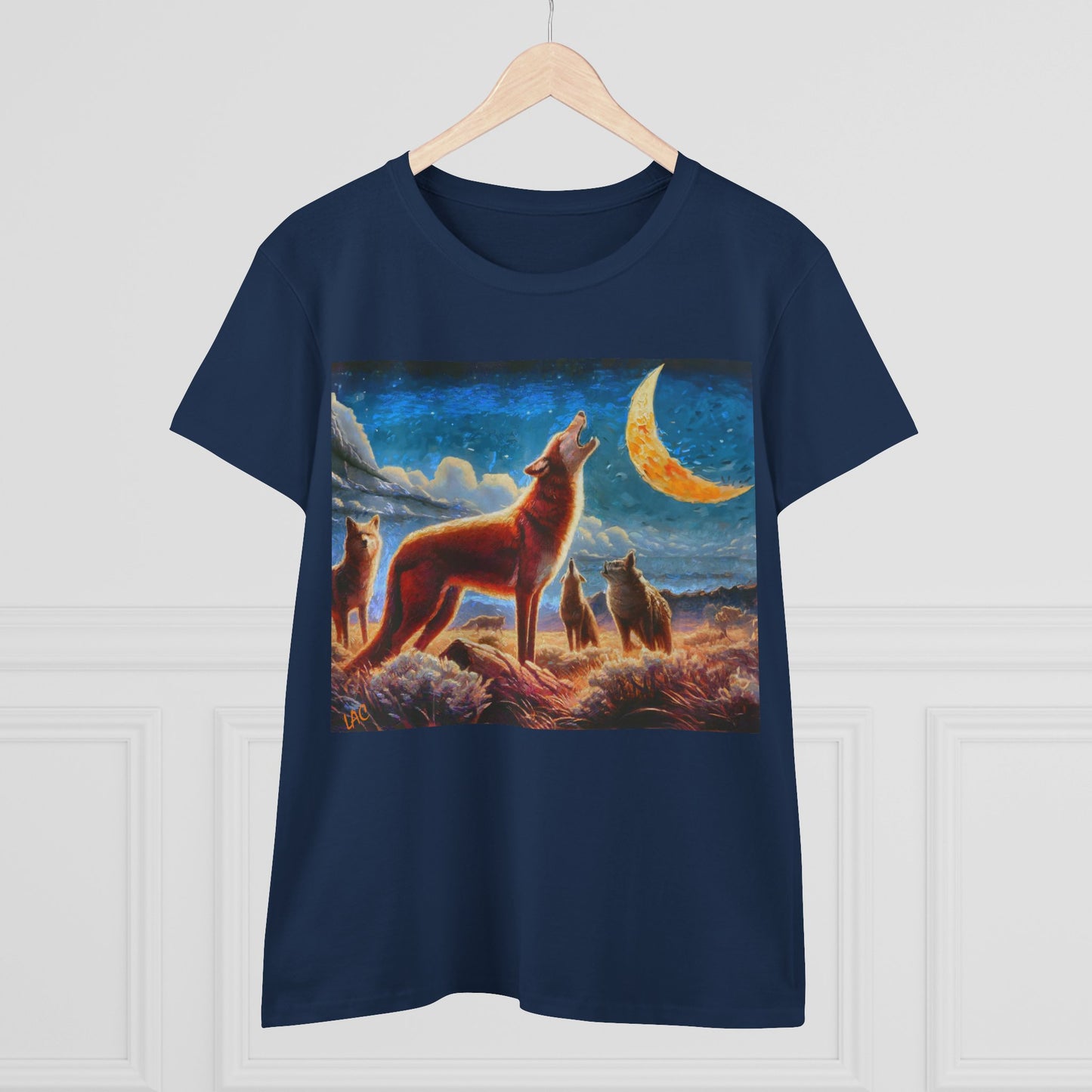 Coyotees under Moonlight Women's Midweight Cotton Tee