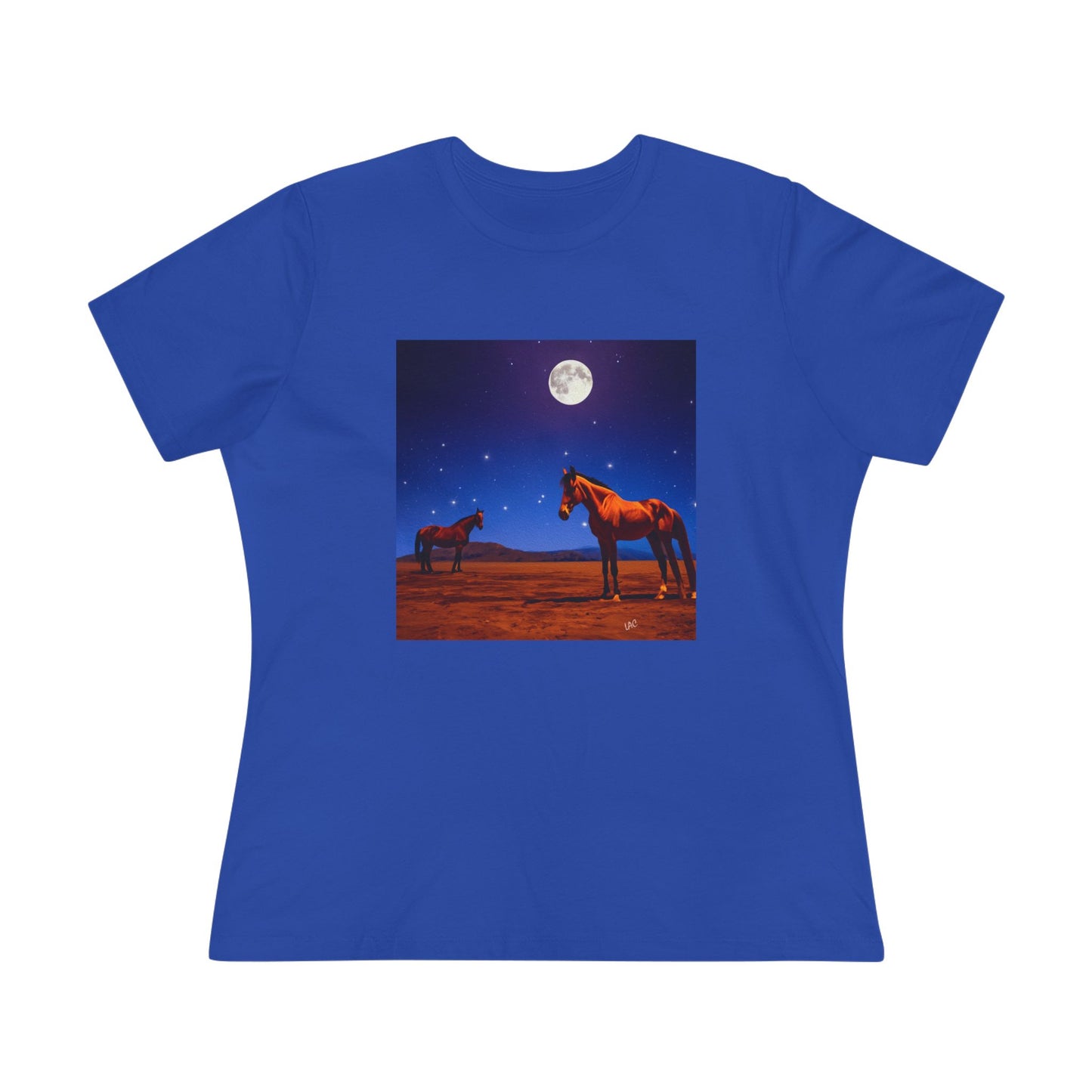 Horses In Moonlight - Relaxed Fit Women's Cotton Tee